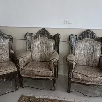 مبل سلطنتی ۹ نفره چوب گردو ویترین جاکفشی