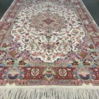 فرش دستباف (بساک)جفت ۹ متری کاسه کوزه گل ابریشم|فرش|مشکیندشت, |دیوار