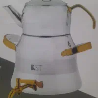 کتری‌بادوقوری‌هرمی‌‌‌KSTاستیل‌۱۸/۱۰دسته‌طلاترک‌نو|قوری، کتری، قهوه‌ساز دستی|قوچان, |دیوار