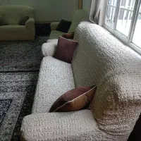 کاورکشی مبل راحتی ۸ نفره رنگ کرم|مبلمان خانگی و میز عسلی|مشهد, انقلاب|دیوار