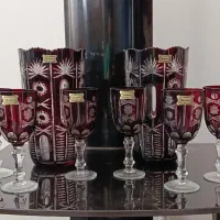 سرویس کریستال چک اصل (دو گلدان و شش گیلاس)