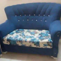 مبل هفت نفره آبی گلدار