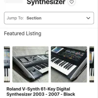 فروش سینتی سایزر roland v-synth در حد نو|پیانو، کیبورد، آکاردئون|مشهد, شهید فرامرز عباسی|دیوار