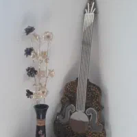 گیتار آینه ای وگلدان چوبی معرق کاری با گل