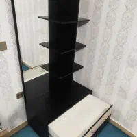 کتابخانه MDF مشکی شیری درب‌دار 180|کتابخانه، شلف، قفسه‌های دیواری|سنندج, |دیوار