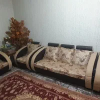 مبل راحتی ۸نفره دور چرمی و پارچه ی برجسته ی اعلاء