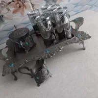 سینی و استکان قندان پیوتر اصل|ظروف سرو و پذیرایی|همدان, |دیوار