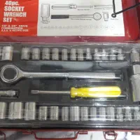 جعبه بکس کامل پمپ باد فندکی و ابزار الات چراغ قوه