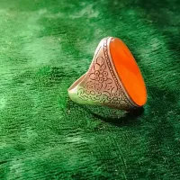 دو عدد انگشتر فاخر و کلکسیونی عقیق یمن پرتقالی
