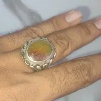 انکشتر عقیق ۲ رنگ - رکاب شیخ احمد - دست ساز