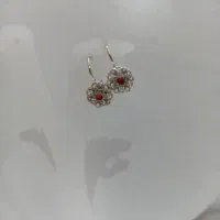 گوشواره نقره ملیله کاری اصفهان کد ۶۰۵ نگین قرمز|جواهرات|اصفهان, مولوی|دیوار