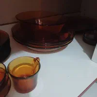 سرویس ۱۲ نفره دورالکس فرانسه عسلی رنگ|ظروف سرو و پذیرایی|کرج, حسن آباد|دیوار