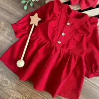 پیراهن دخترانه جنس مخمل کبریتی کاملا نو