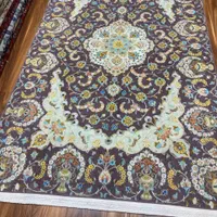 یک تخته قالیچه ۳ متری کاشان کرک و گل ابریشم