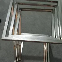 میز عسلی شیک،سه تیکه، آبکاری استیل