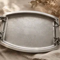 سینی طرح بهشت رنگ کروم