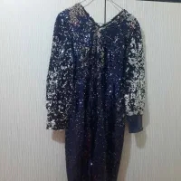 پیراهن کوتاه  پولکی نقره ای سورمه ای