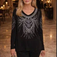 بلوز مجلسی مشکی سنگ کاری شده