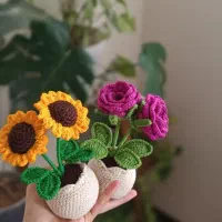 سرکلیدی آویز بافتنی گل