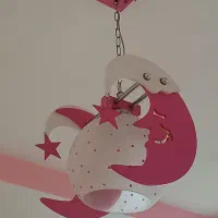لوستر دخترانه ماه و ستاره صورتی چوبی