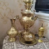 سرویس سماورذغالی طلایی به همراه اسپند دود کن برقی