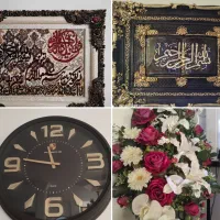 تابلو و جام گل مصنوعی .ساعت