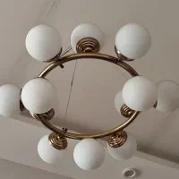 جفت لوستر کلاسیک دوازده شاخه تعویض با برنجی و طرح