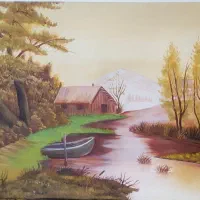 تابلو نقاشی پاییزی و خونه