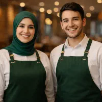 سالندار و میزبان جوان در رستوران