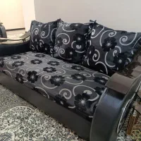 مبل راحتی دسته چوبی ، پایه استیل ، در حد نو
