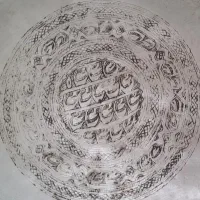 سینی مجمع مسی عتیقه قدیمی و کنگره‌دار