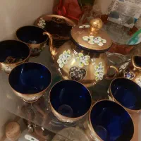 سرویس چای کبالت  اگرمن طلاکوب چک آنتیک قدیمی|ظروف سرو و پذیرایی|تهران, استخر|دیوار