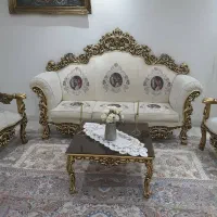 مبل ۹ نفره تمام چوب ورق طلا با نهار خوری 10|مبلمان خانگی و میز عسلی|تهران, تهرانسر مرکزی|دیوار