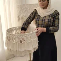 آباژور مکرومه دست‌بافت. کار تمیز، طراحی خاص