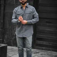 پیراهن کتان ۲ جیب رنگبندی پیراهن مردانه