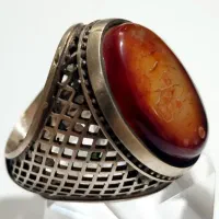 انگشتر مردانه عقیق سلیمانی رکاب نیمه دستساز