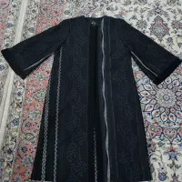 مانتو کرپ ژاکارد مشکی مجلسی .کاملا در حد نو