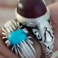 انگشترعقیق و فیروزه کهنه