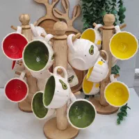 شات قهوه خوری فنجون پایه چوبی فنجان