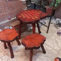 میز شطرنج وصندلی از تنه درخت