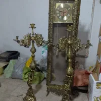 لوستر ایستاده و ساعت برنجی