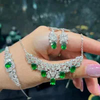 سرویس زمرد جواهر تمام نقره لوکس عین طلا خارجی