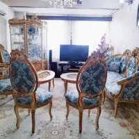 مبلمان سلطنتی ۹ نفره +میز ناهارخوری ۸ نفره +ویترین|مبلمان خانگی و میز عسلی|اسلام‌شهر, مسکن مهر اسلاشهر (شهرک امام خمینی)|دیوار
