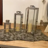 فانوس ۳ تایی با شمع و شنل زیری