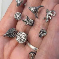 گردنبند نقره وگوشواره مردانه استیل