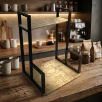 استند اسپرسو ساز مدل چوبی فلزی طرح دار