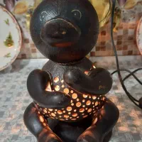 مجسمه چوبی دست ساز چراغ خواب سالم|چراغ خواب و آباژور|مشکین‌دشت, |دیوار