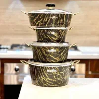 سرویس قابلمه ماموت طرح سنگ ماربل 12 پارچه