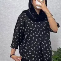 شومیز گلی لینن فری سایز مناسب 36تا48
