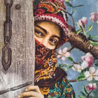 فرش دستباف دختر انتظار|تابلو فرش|اصفهان, سپاهانشهر|دیوار